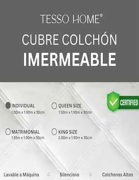 Protector de colchón Tesso Home Blancos