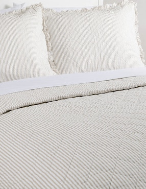 Set de colcha Laura Ashley Oxford Stripe Beige