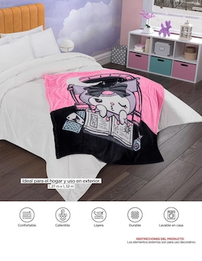 Cobertor Kuromi Providencia Frazada Dark estampado infantil