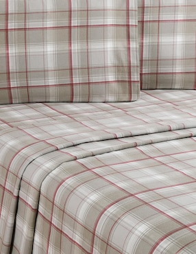 Juego de sábanas de franela 80 hilos Eddie Bauer Evie Plaid Khaki Red