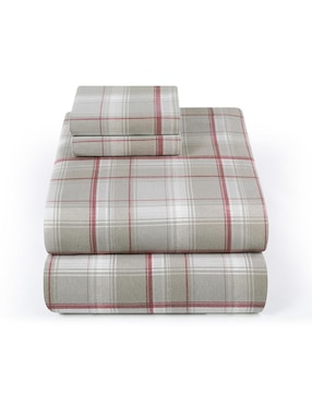 Juego de sábanas de franela 80 hilos Eddie Bauer Evie Plaid Khaki Red