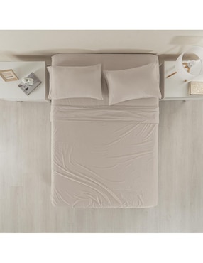 Juego de sábanas de poliéster Vianney Jersey Soft Almond