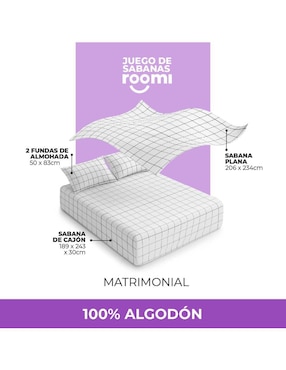 Juego de sábanas de algodón Roomi