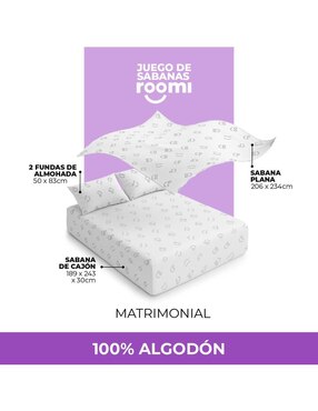 Juego de sábanas de algodón Roomi