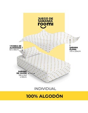 Juego de sábanas de algodón Roomi