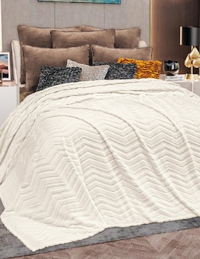 Cobertor Regina Chevron Ivory estampado geométrico