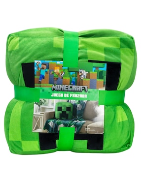 Set frazada y cojin de tejido microfibra Minecraft Pixel unisex