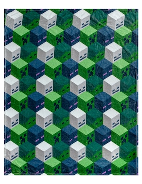 Set frazada y cojin de tejido microfibra Minecraft Pixel unisex
