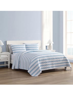 Set de colcha nautica tim stripe sea hydrangea