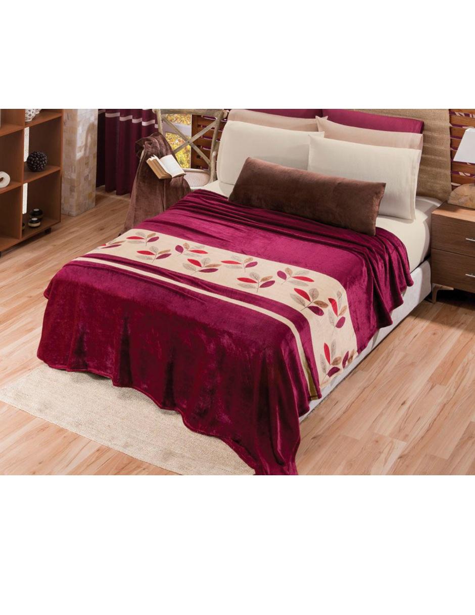 Cobertor Light Hojas Tinto