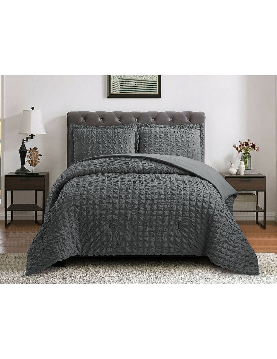 SET COLCHA ELISE, KS, GRIS OXFORD HAUS