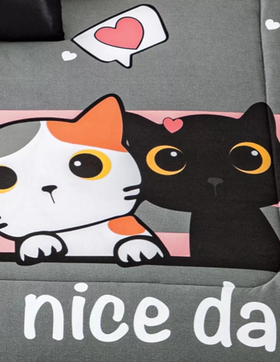 Cobertor Acolchado Ultracálido Gatitos estampado animal