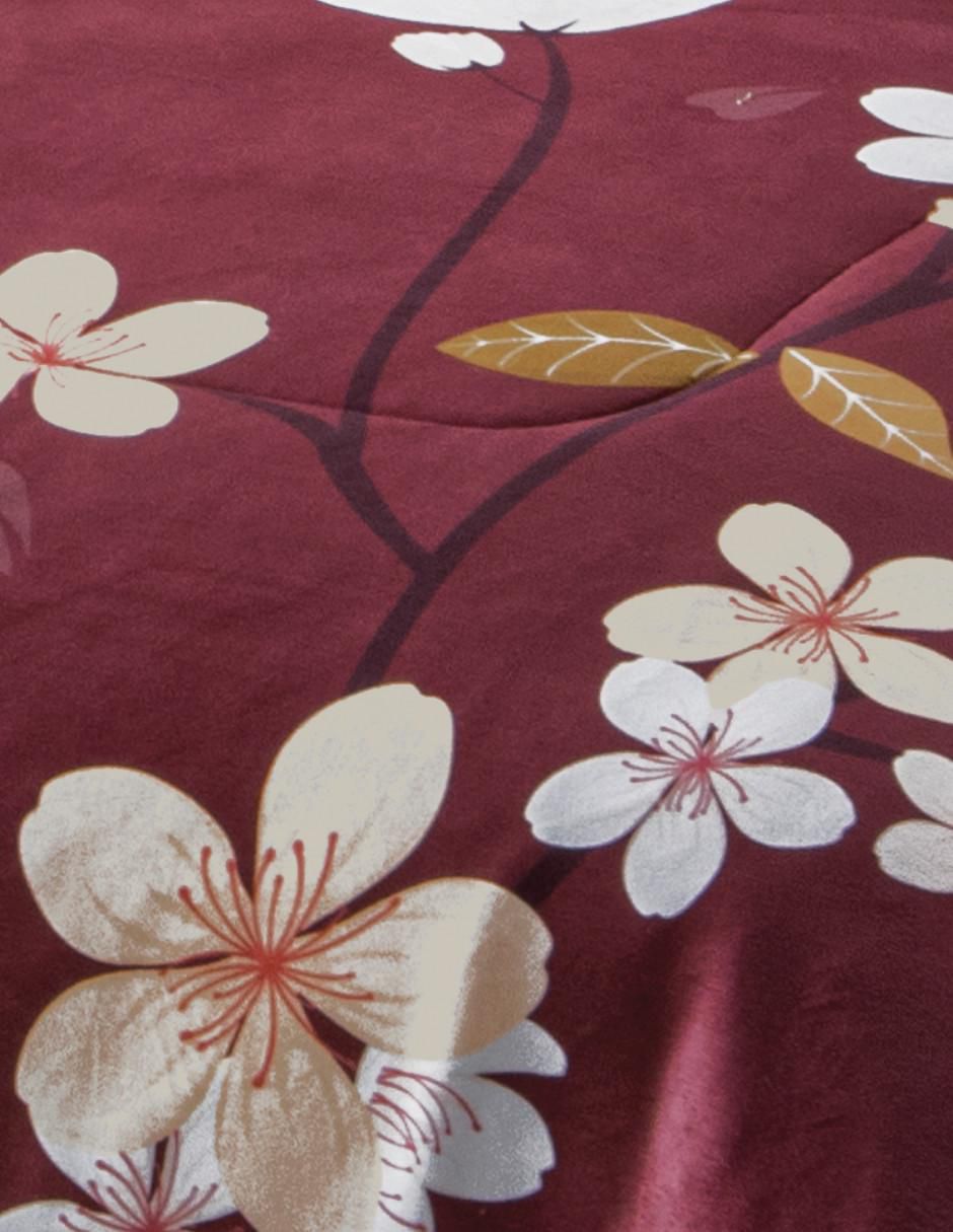 Cobertor Acolchado Ultracálido Cerezo Tinto estampado floral