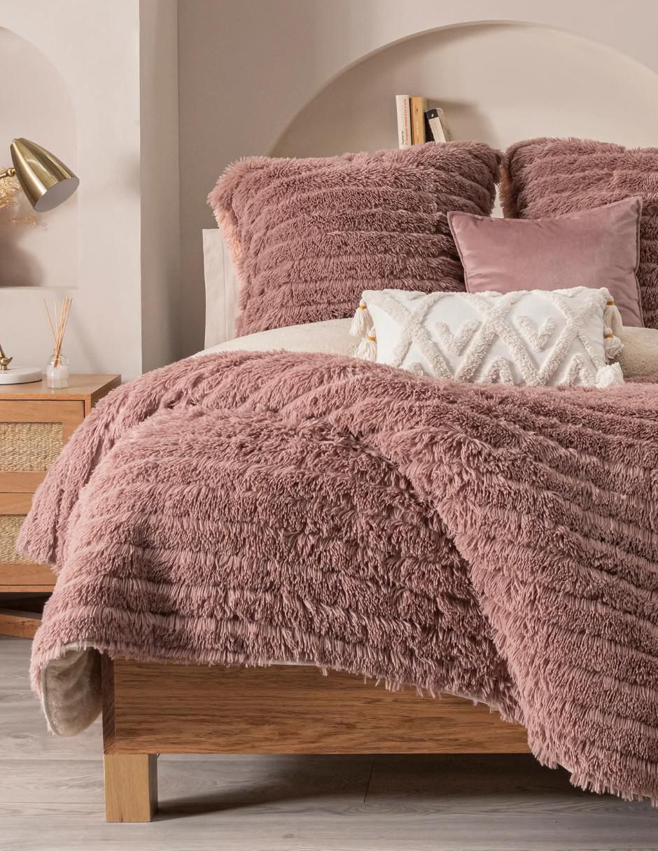 Cobertor Faux Fur Cozy Malva estampado texturizado
