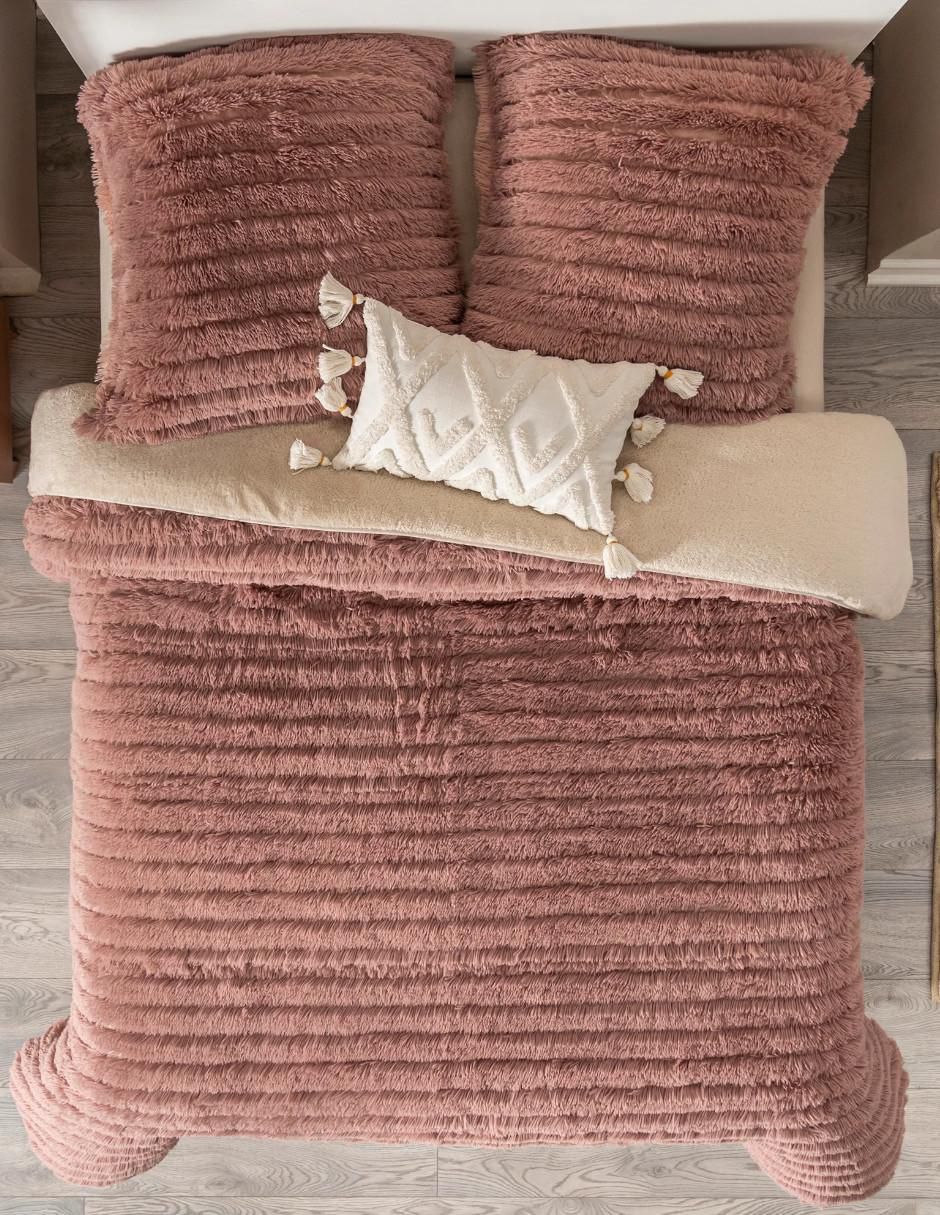Cobertor Faux Fur Cozy Malva estampado texturizado 3