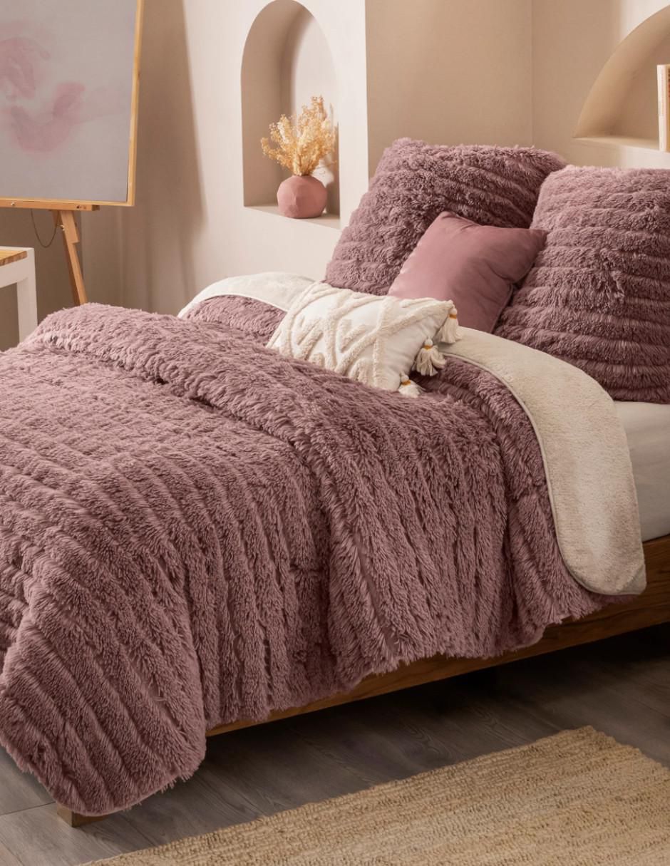 Cobertor Faux Fur Cozy Malva estampado texturizado 4
