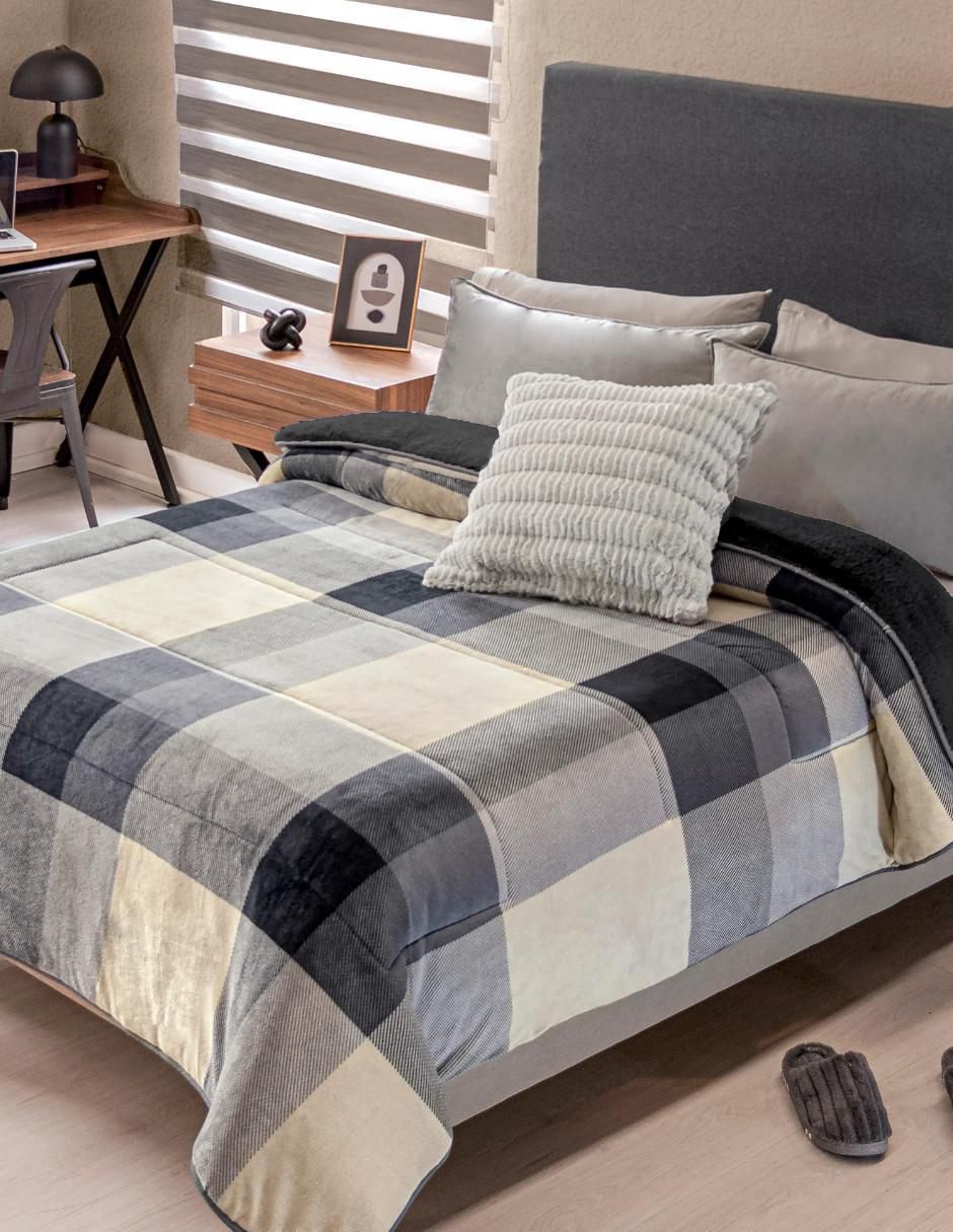 Cobertor Mink Acolchado Escocés estampado texturizado