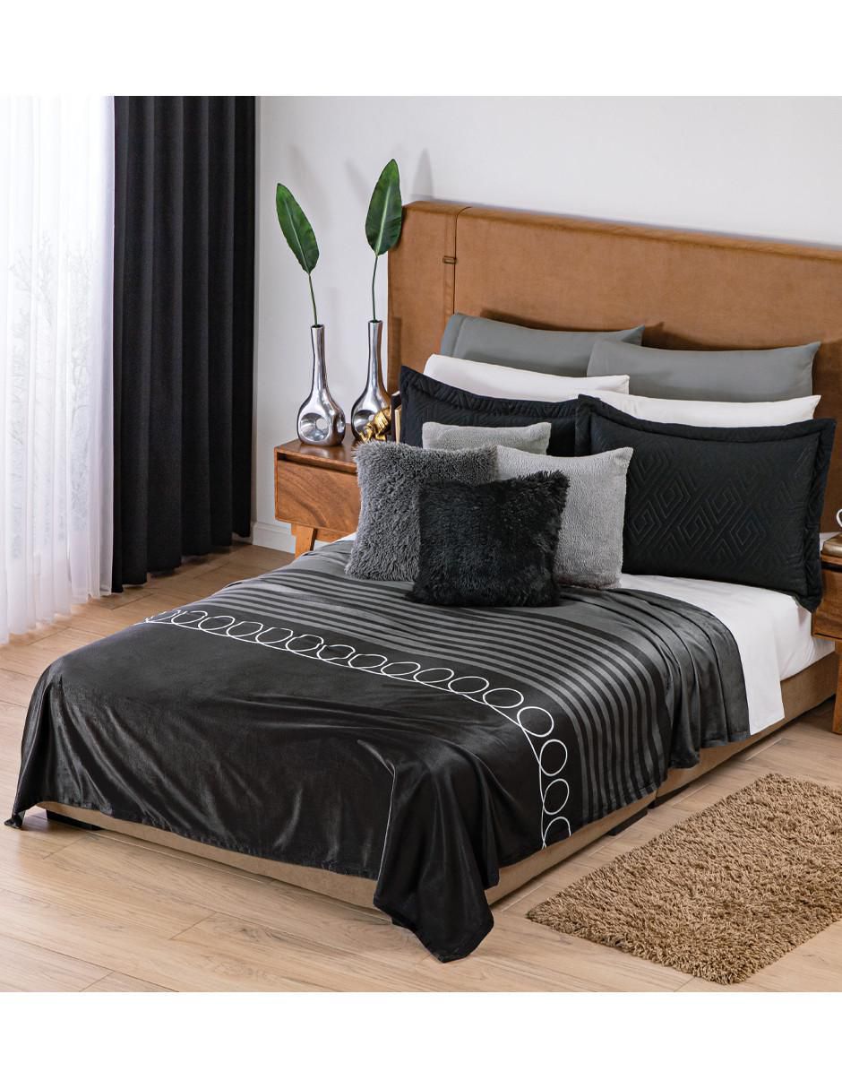 Cobertor Ligero Gris-Negro estampado geométrico