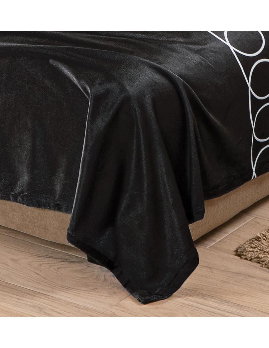 Cobertor Ligero Gris-Negro estampado geométrico