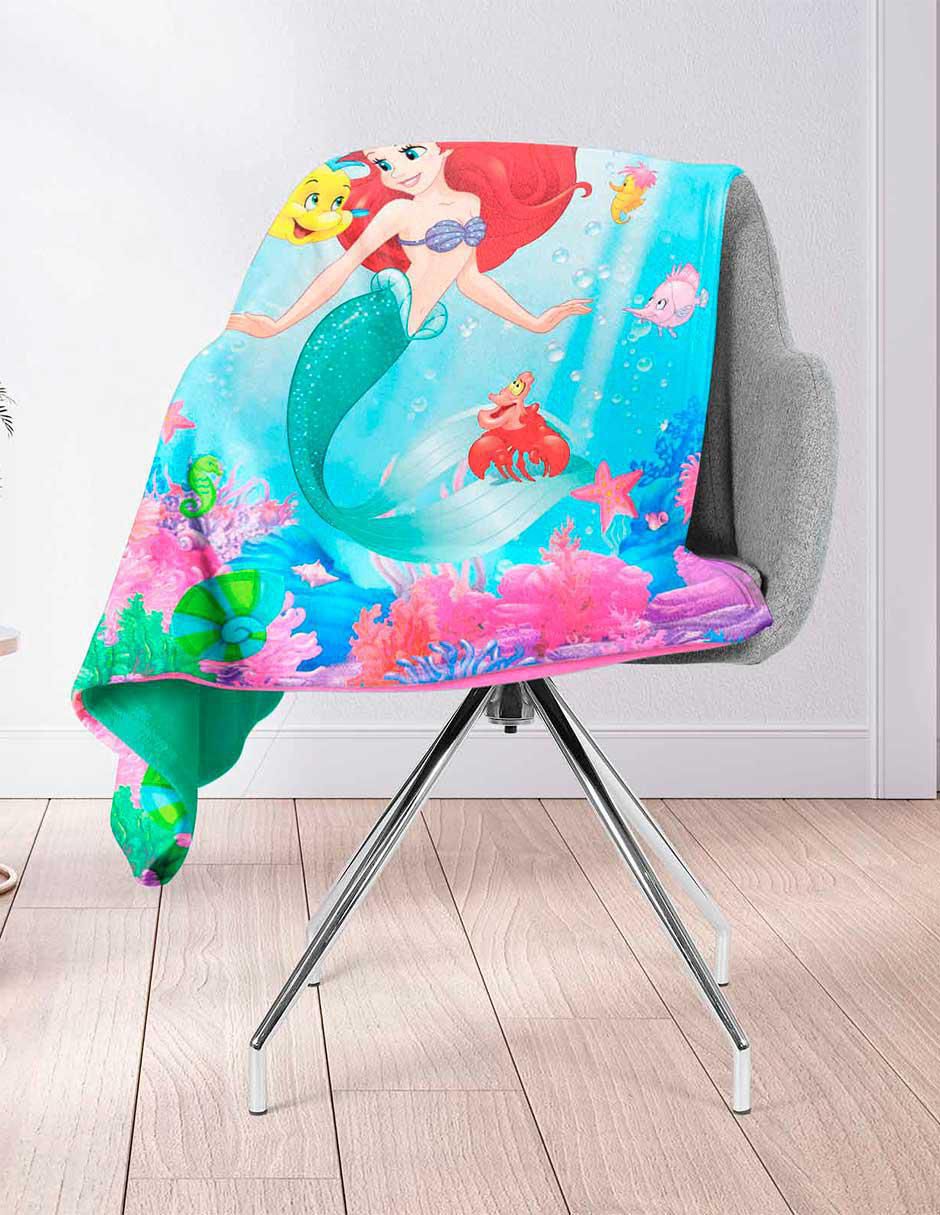 Cobertor Ariel Sirenita peces estampado infantil 4
