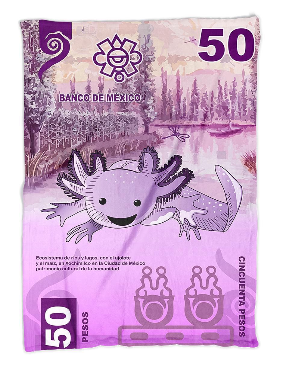 Frazada ajolote ajolote billete de 50 ajolopesos