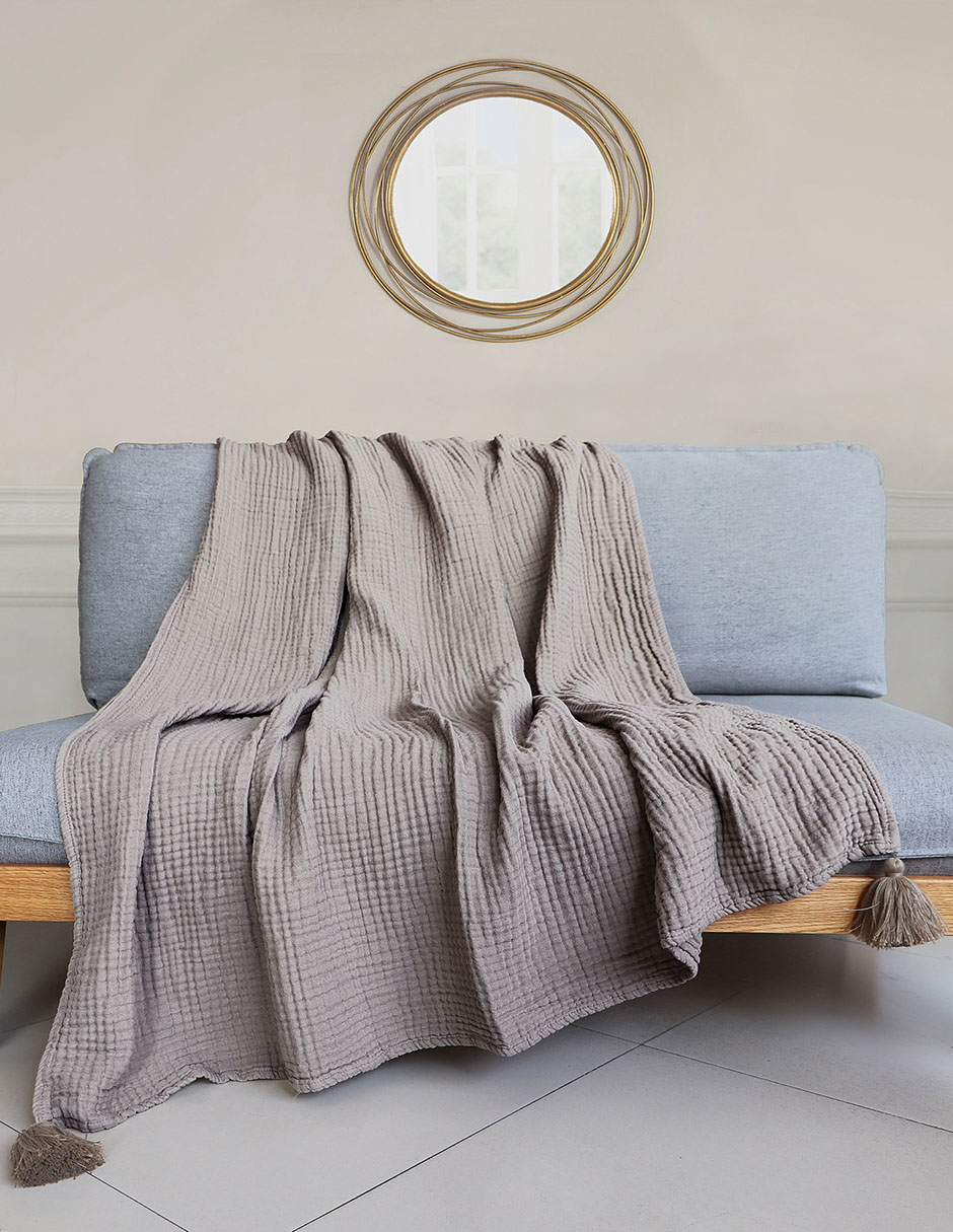 FRAZADA GAUZE, ESTÁNDAR, BEIGE HAUS