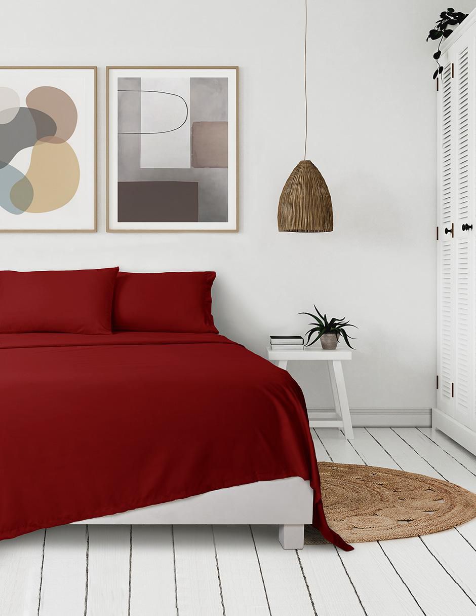 Juego de sábanas de microfibra Sumie Rojo