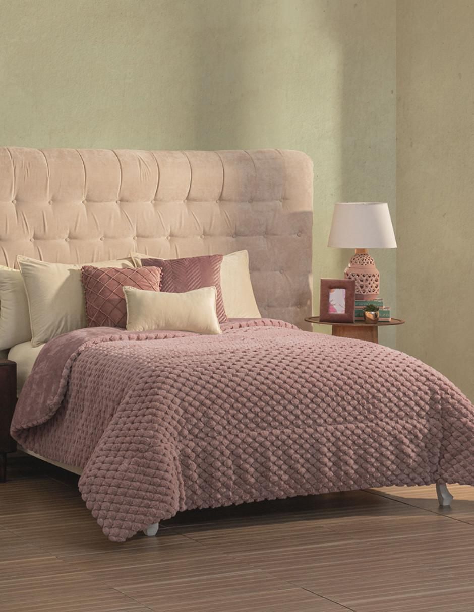 Cobertor Lux Rose Blush estampado texturizado