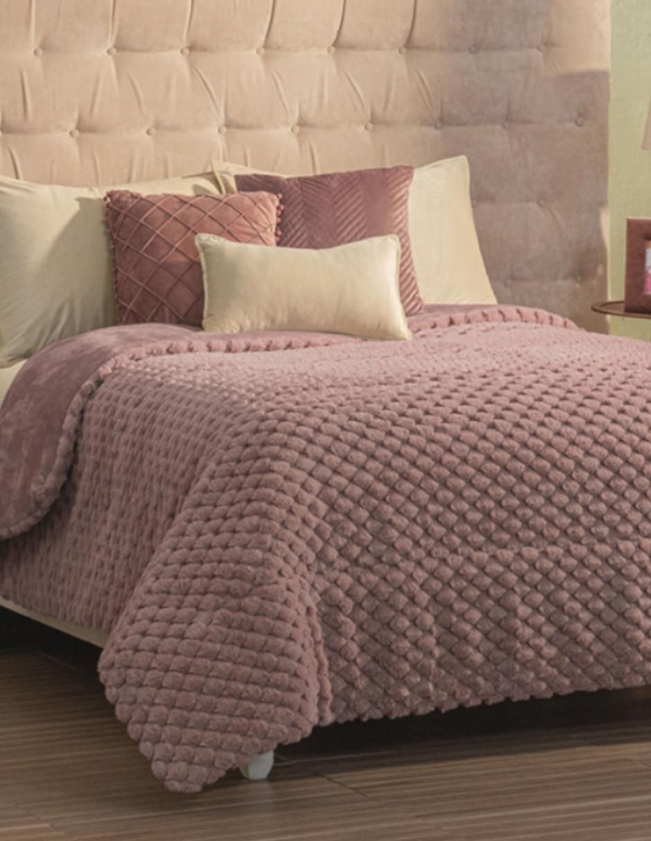 Cobertor Lux Rose Blush estampado texturizado 4
