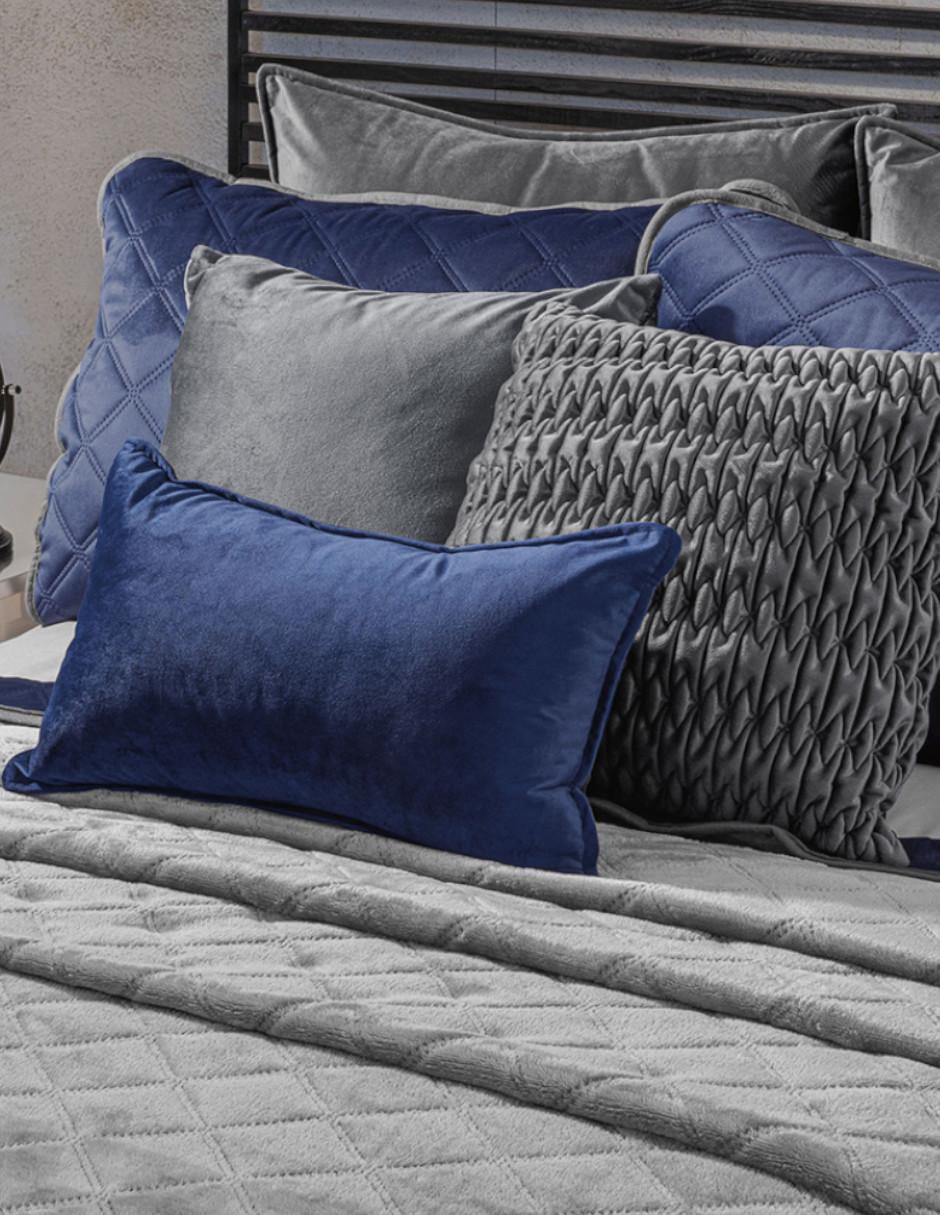 Cobertor Winter Velvet Navy estampado texturizado