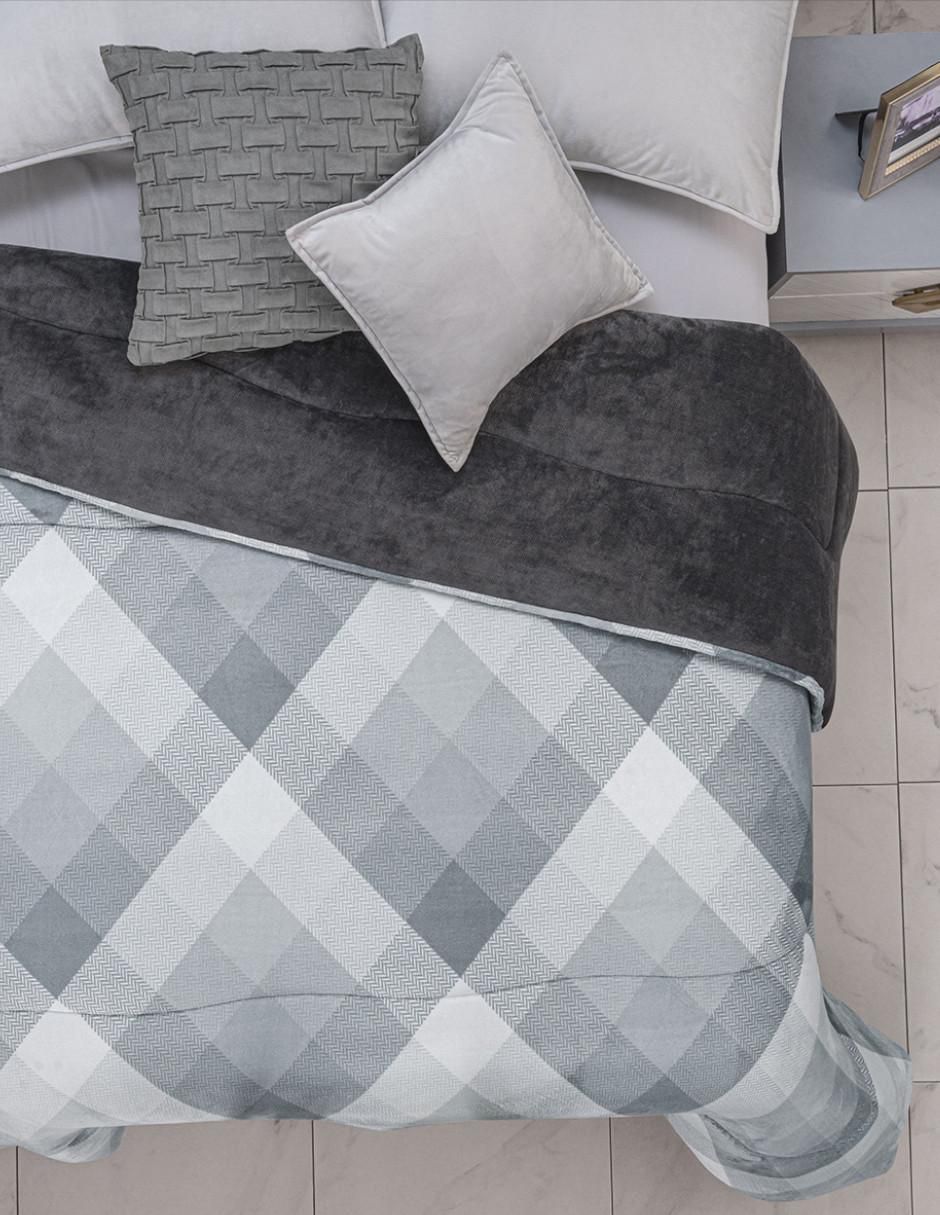 Cobertor Silver Plaid Allure estampado geométrico 3