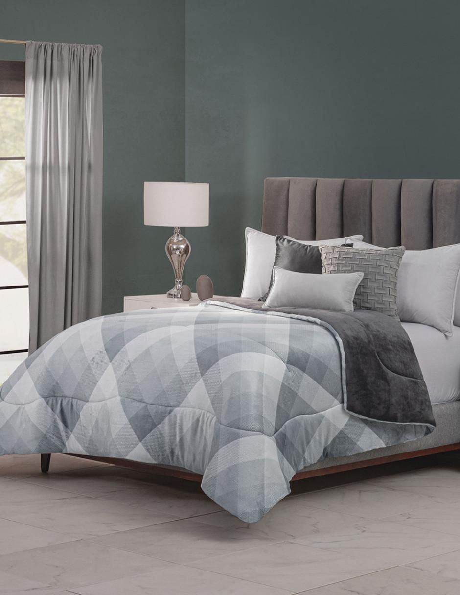 Cobertor Silver Plaid Allure estampado geométrico 4