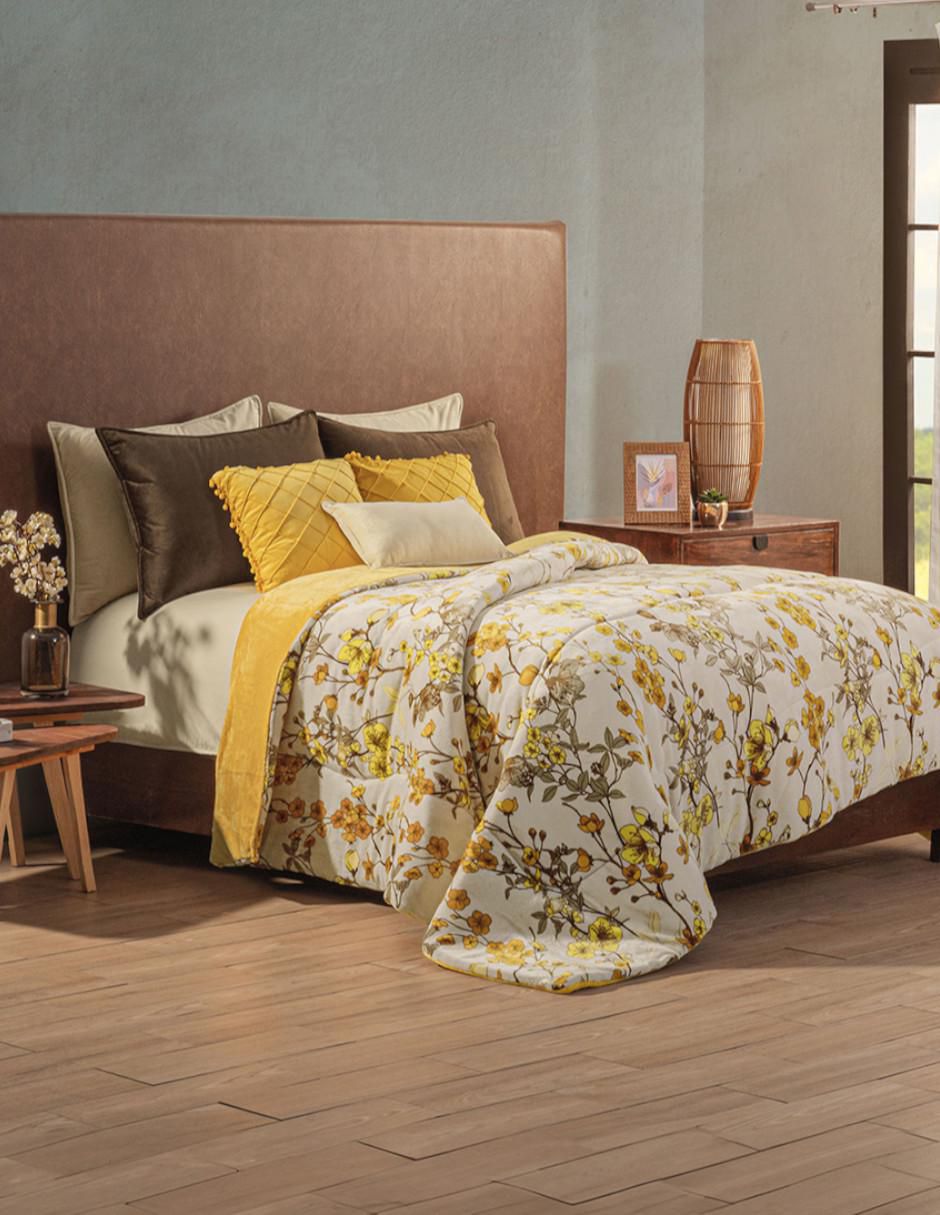 Cobertor Floral Golden Sunshine estampado floral 4