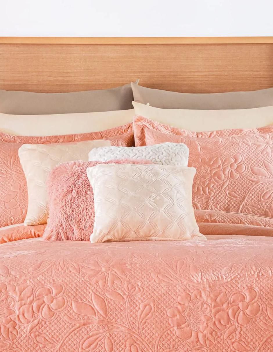 Set de colcha Velvet Durazno Beige