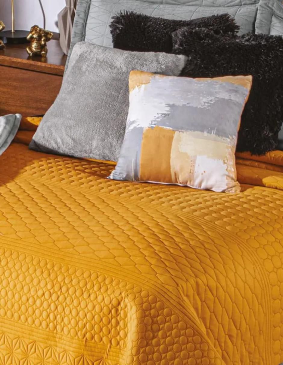 Colcha Mustard Gray Mix