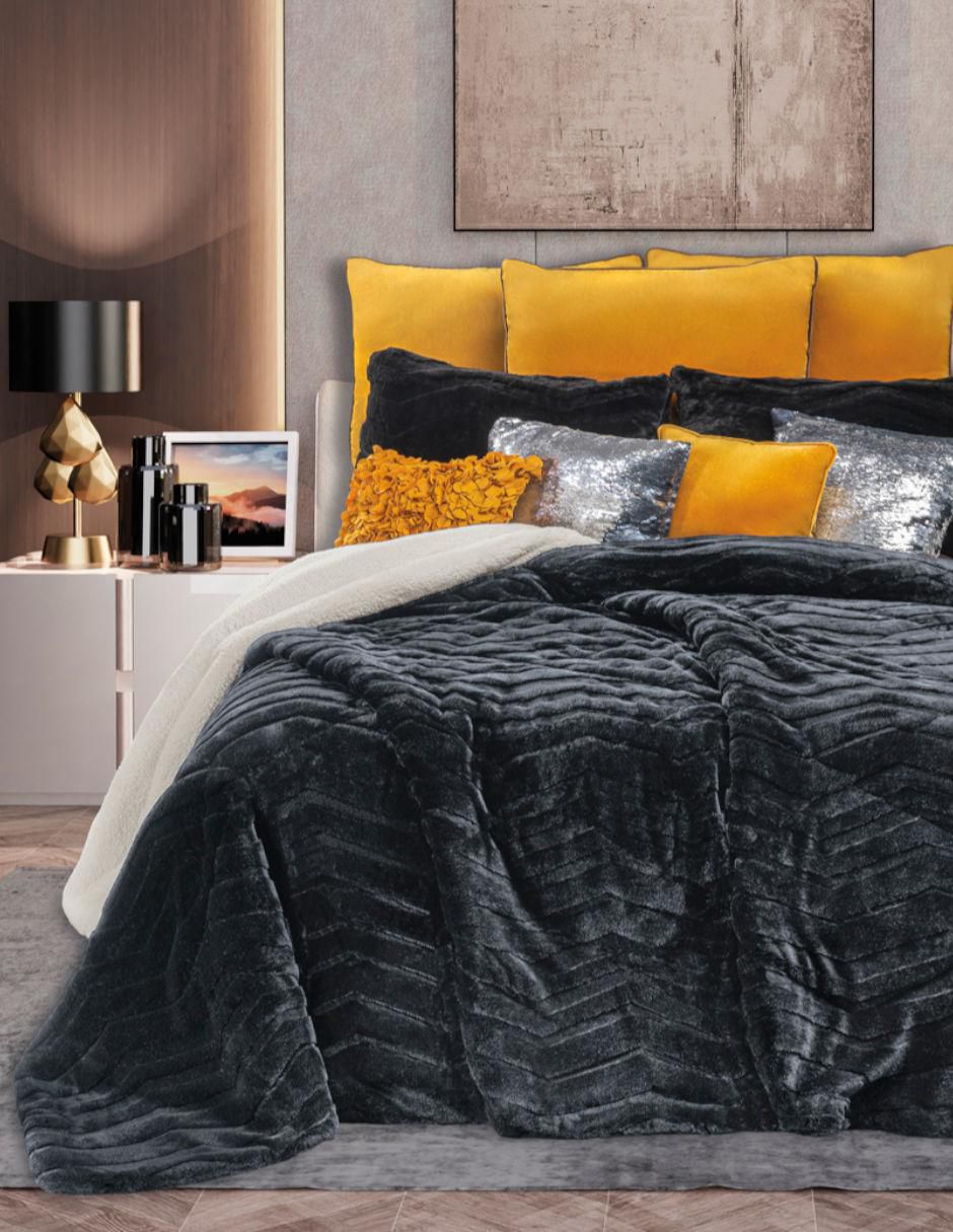 Cobertor Majestic Black Wolf estampado texturizado 1