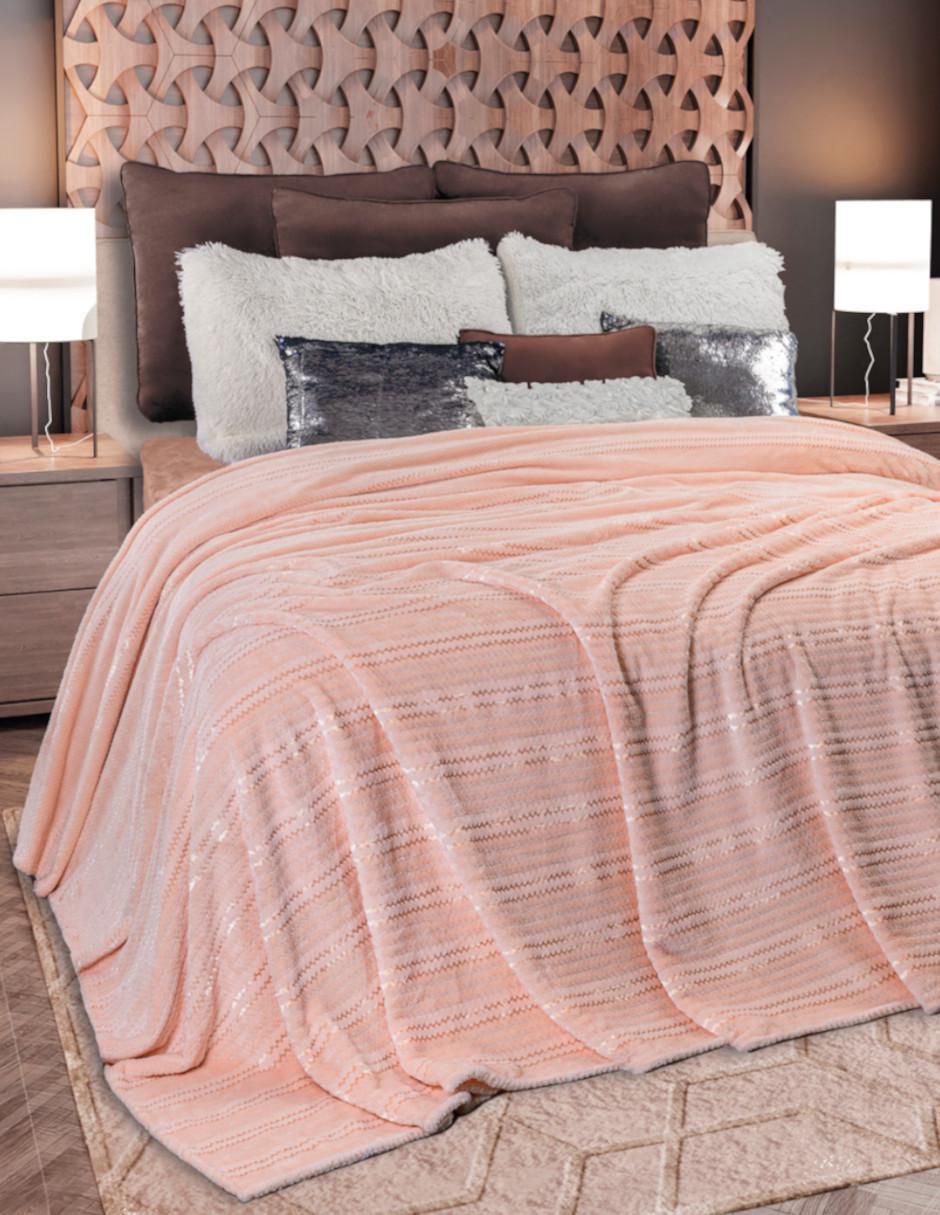 Cobertor Soft Pink estampado texturizado