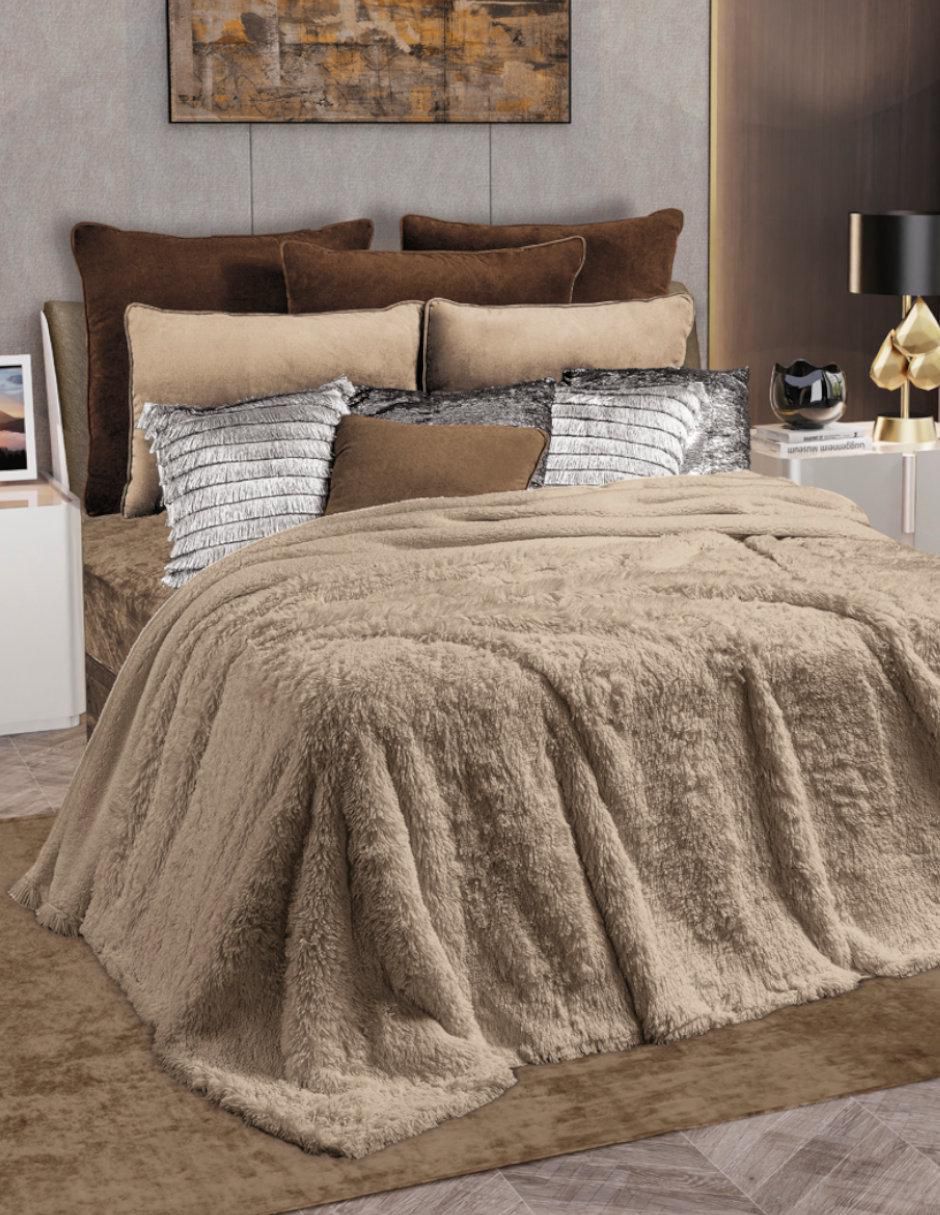 Cobertor Fur & Sherpa Dupla Lux estampado texturizado