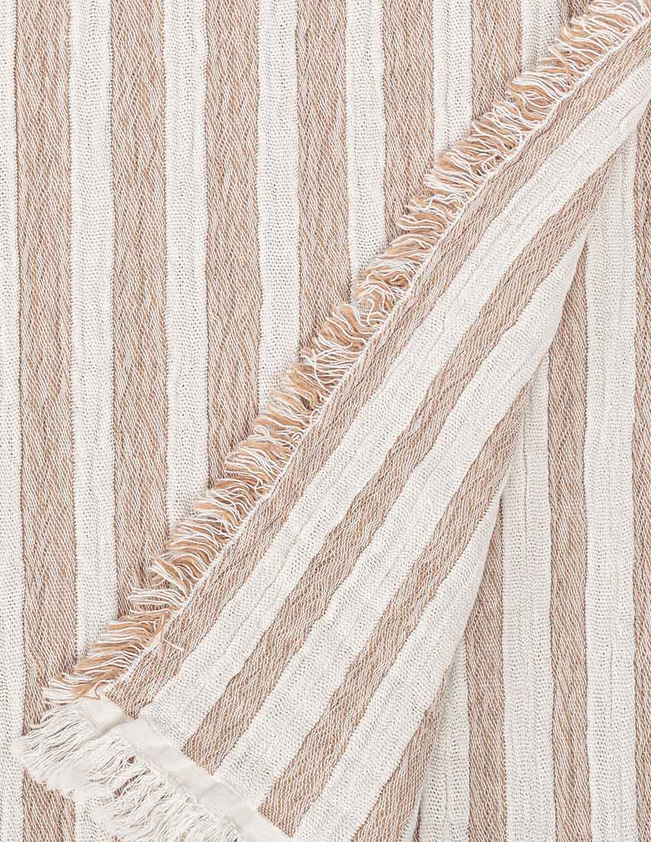 FRAZADA MAREA STRIPE, ESTÁNDAR, BEIGE N
