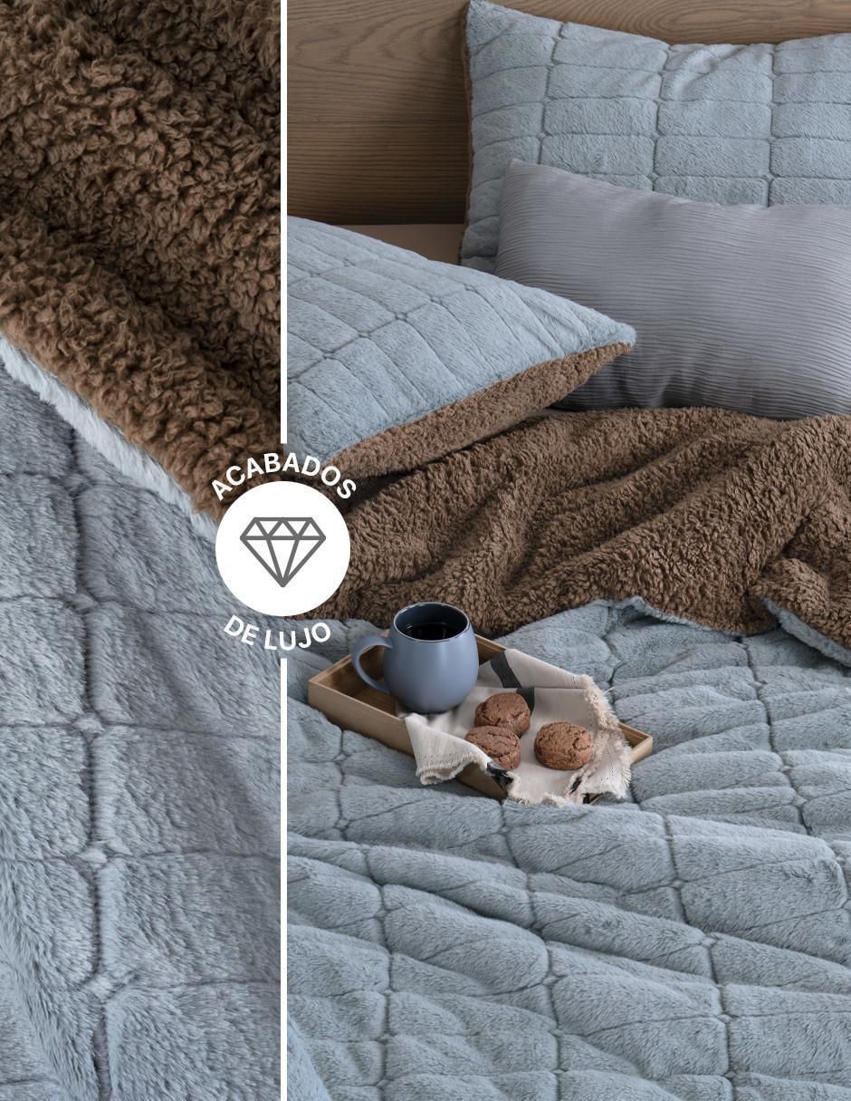 Set edredón real textil afelpado doble vista más fundas sin temática