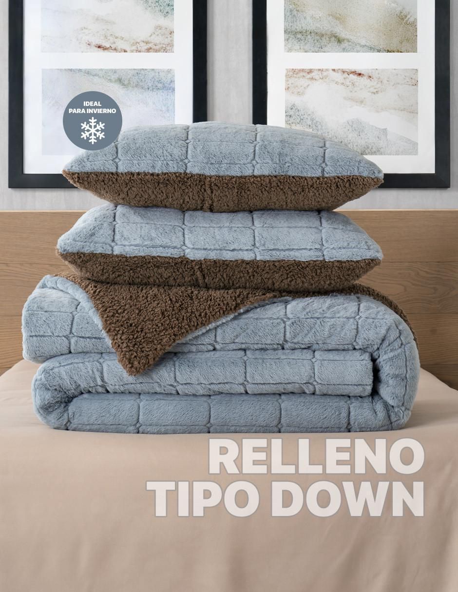 Set edredón real textil afelpado doble vista más fundas sin temática