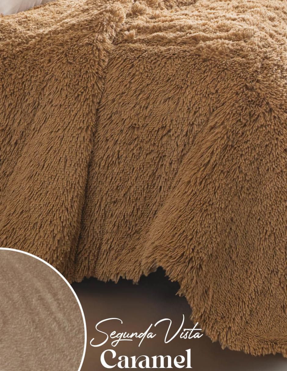 Cobertor Faux Fur Camel estampado texturizado