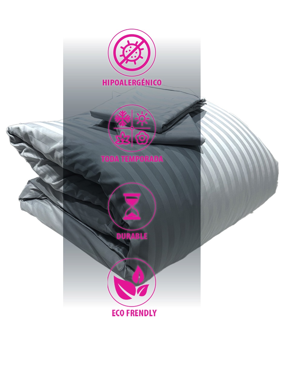 SET DUVET C/RELLENO INFI, MAT-QS, GRIS