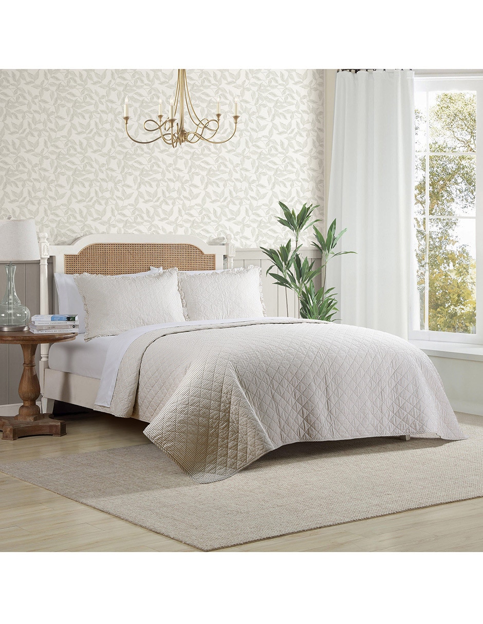 Set de colcha Oxford Stripe Beige