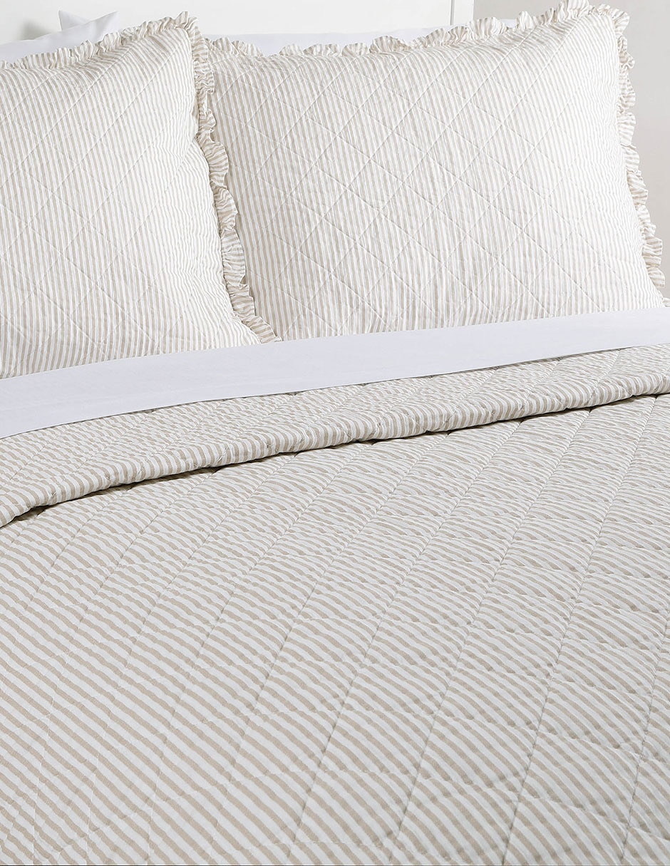 Set de colcha Oxford Stripe Beige 2