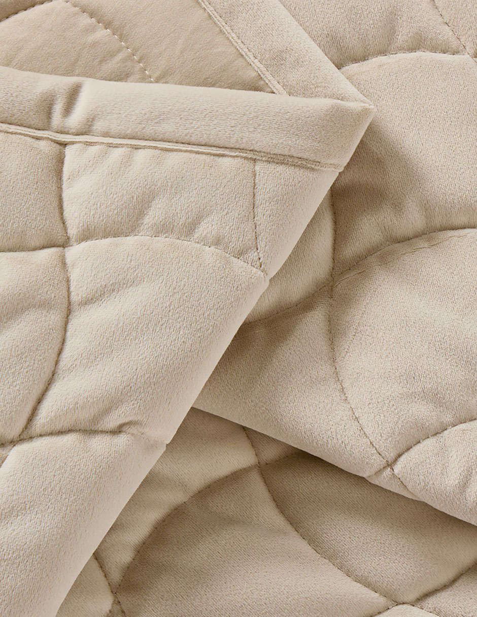 SET COLCHA WAVE VELVET, MAT-QS, BEIGE H