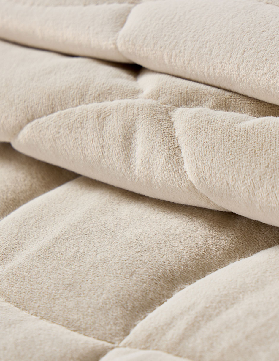 SET COLCHA WAVE VELVET, MAT-QS, BEIGE H