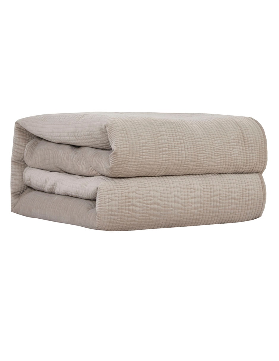 SET COLCHA WASHED VELVET, IND, BEIGE HA