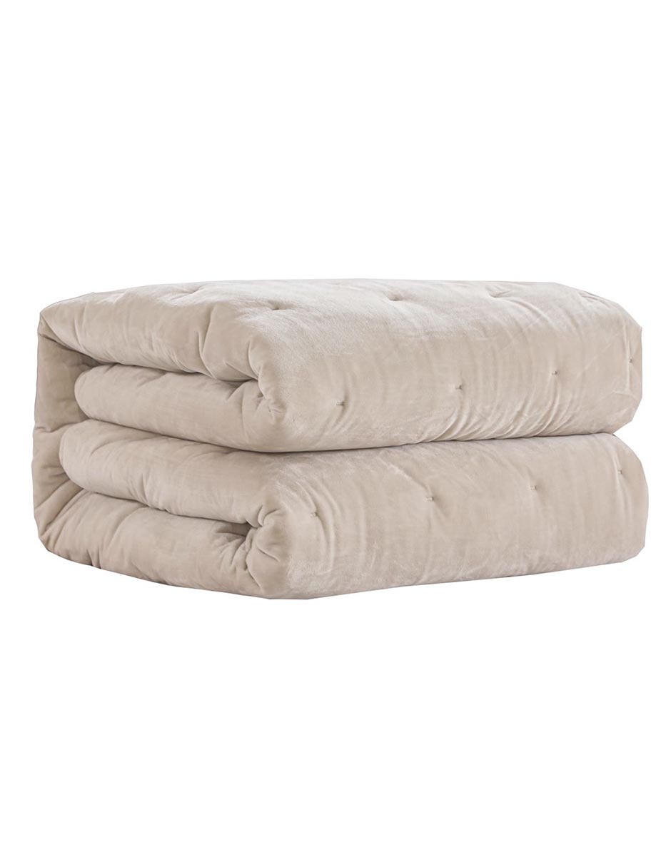 SET EDREDÓN I.VELVET, IND, BEIGE HAUS