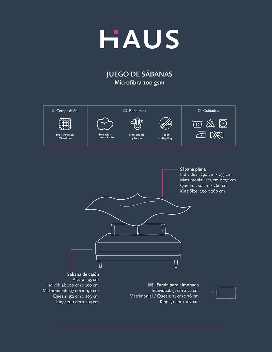 Juego de sábanas de microfibra 100 g Haus